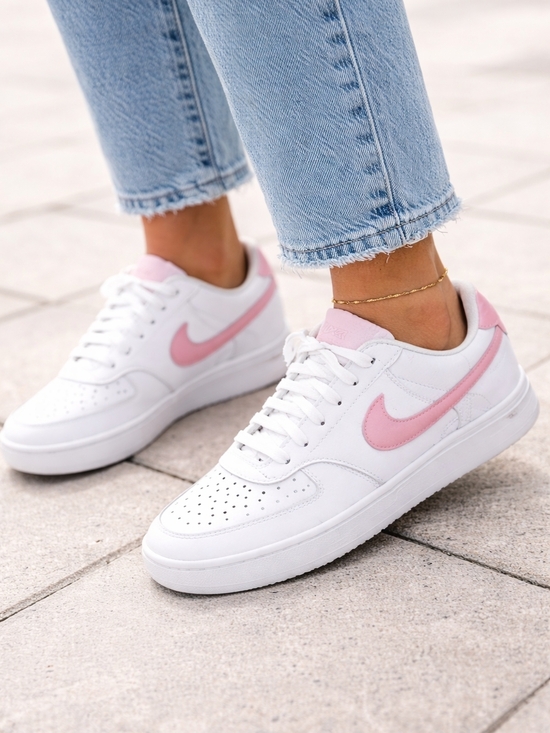 Nike Shoes - Nike Court Vision Low Sneakers Women’s Size 6.0 White Pink Casual Trendy